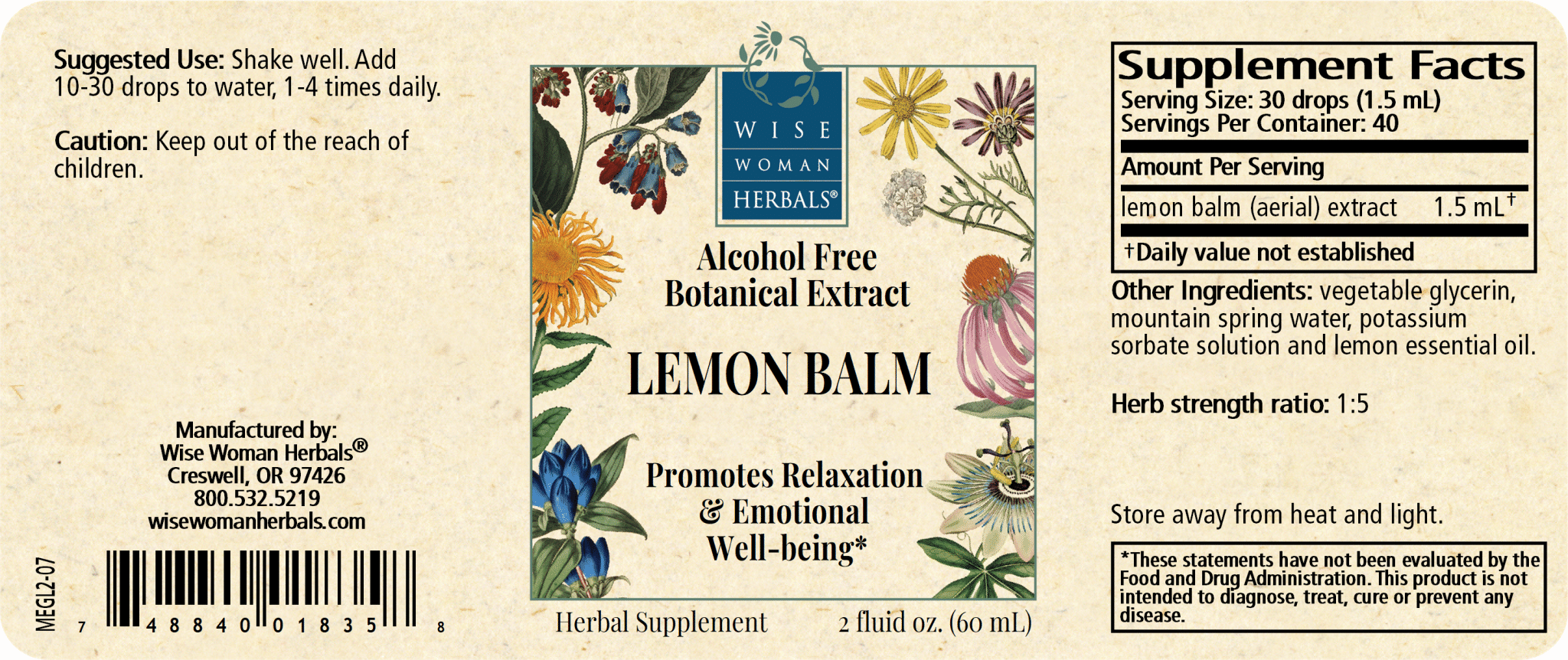 Lemon Balm Alcohol Free Extract (Formerly Melissa Glycerite)