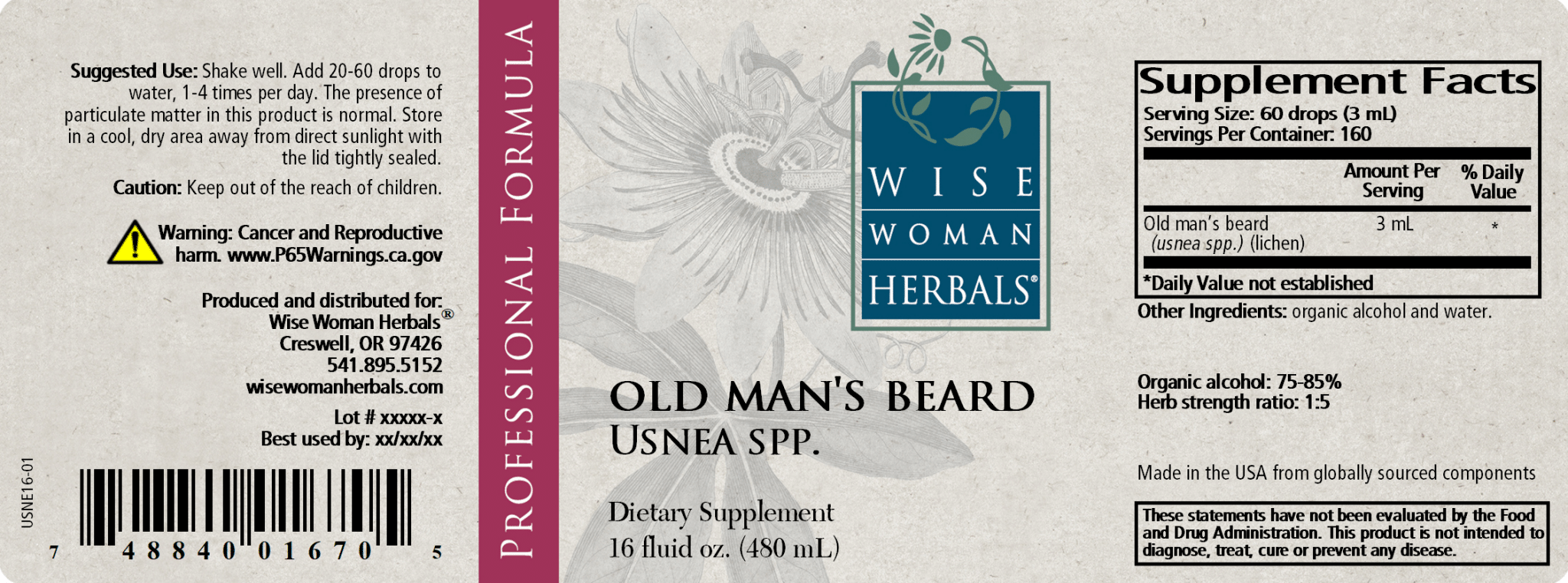 Usnea, Old Man's Beard (Usnea spp.)