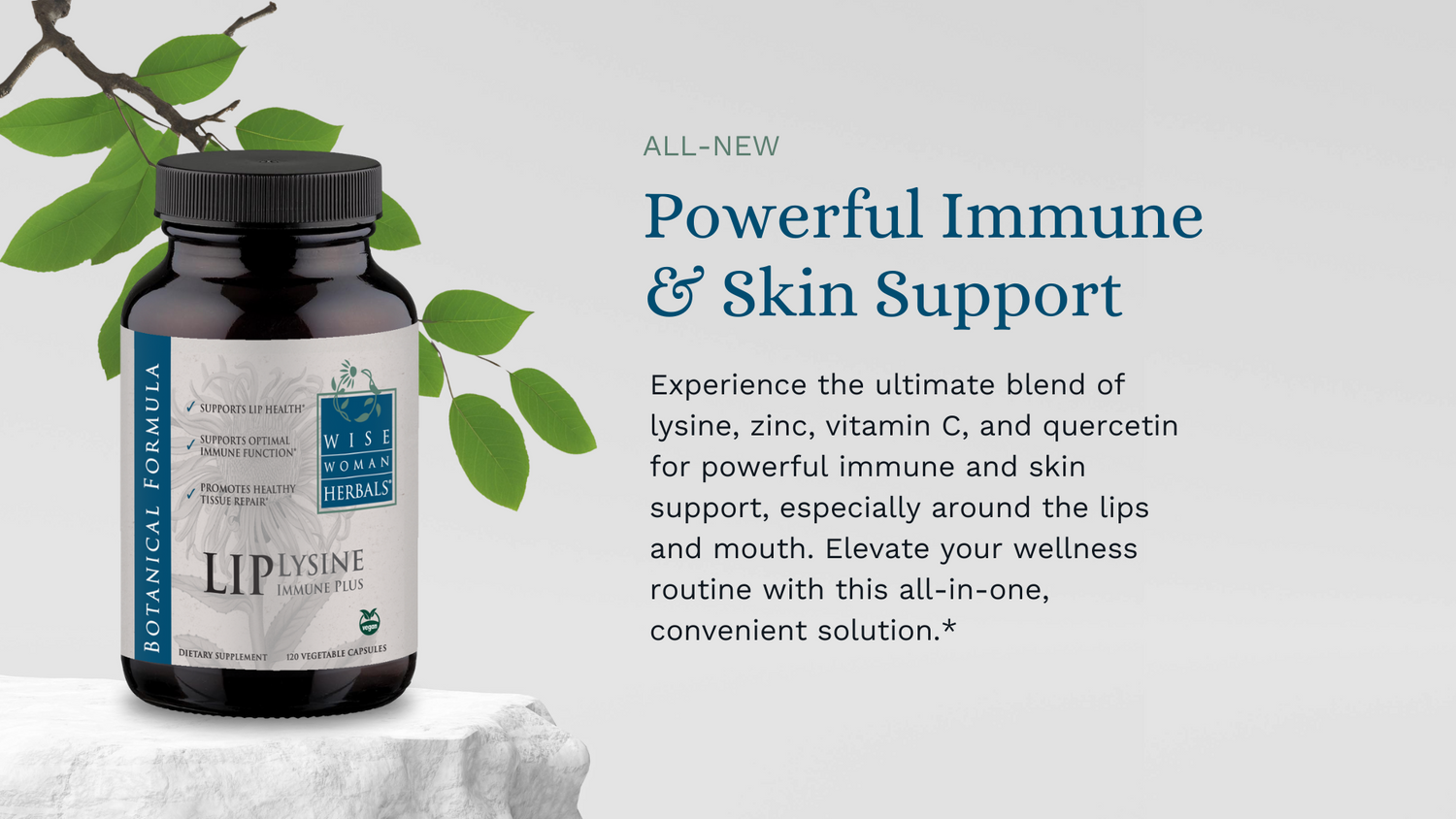 All New Powerful Immune & Skin Support. Lysine Immune Plus.
